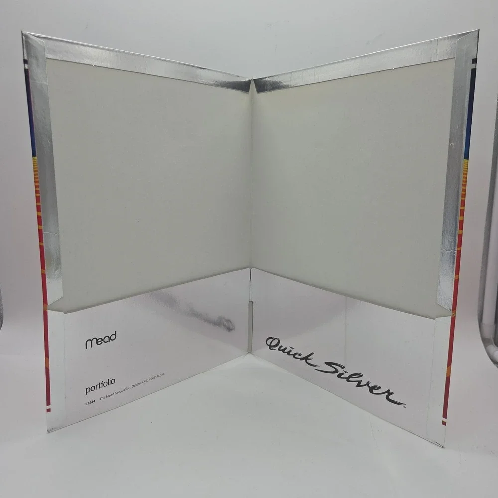 Shiny Vintage 1980s Mead Quick Silver Folders Rainbow Horse & Sports Car Retro